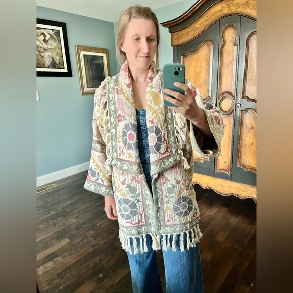 SALE Oversized Floral Tapestry Blanket Coat - Picture 7 of 7